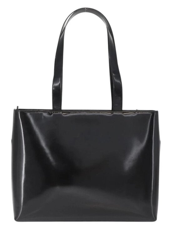 GUCCI Tote Bag Patent leather Black Gold Auth - Picture 2 of 16